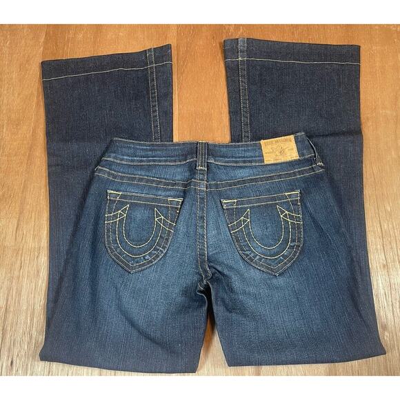True Religion Jeans Womens Sz 30 Bootcut Dark Wash 34 X 32 Candice Embellished - Picture 3 of 16